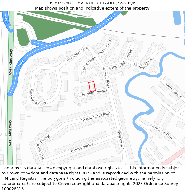 6, AYSGARTH AVENUE, CHEADLE, SK8 1QP: Location map and indicative extent of plot