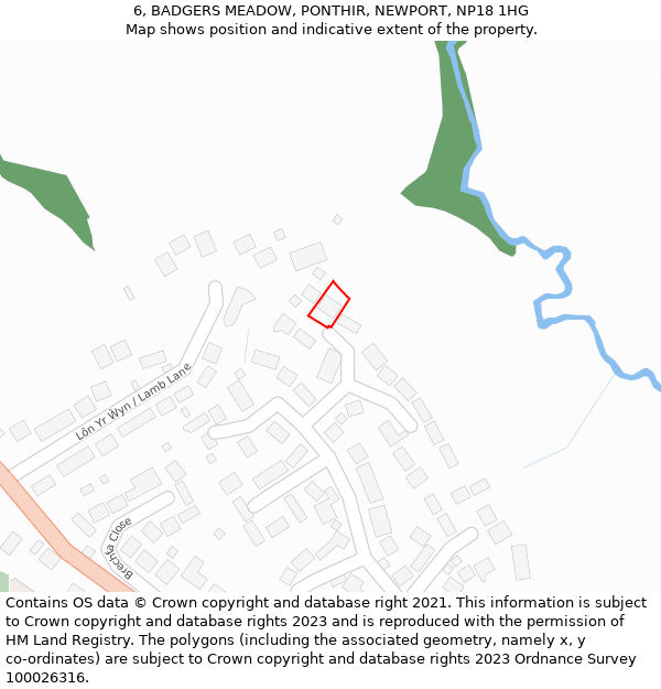 6, BADGERS MEADOW, PONTHIR, NEWPORT, NP18 1HG: Location map and indicative extent of plot