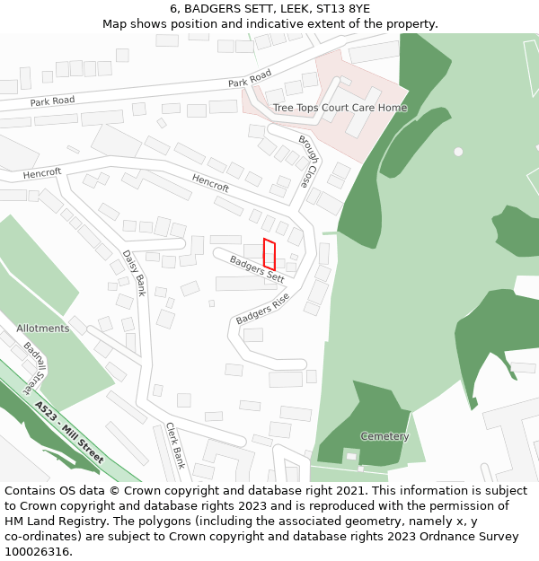 6, BADGERS SETT, LEEK, ST13 8YE: Location map and indicative extent of plot