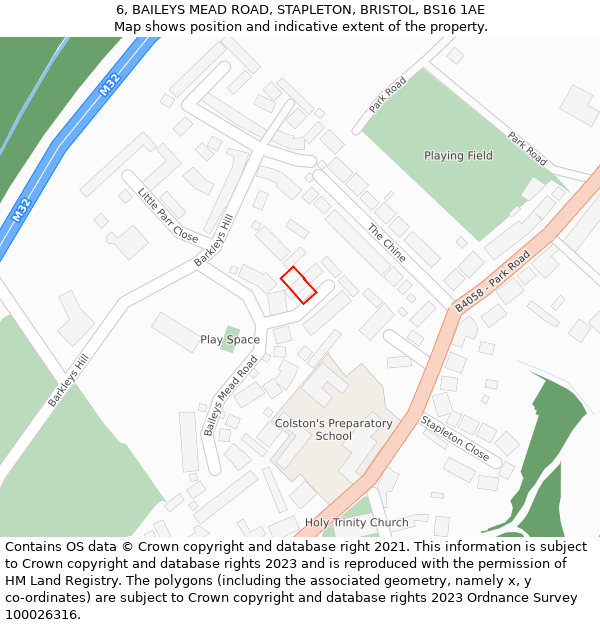 6, BAILEYS MEAD ROAD, STAPLETON, BRISTOL, BS16 1AE: Location map and indicative extent of plot