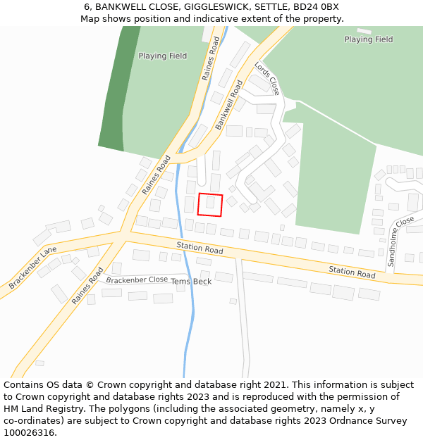 6, BANKWELL CLOSE, GIGGLESWICK, SETTLE, BD24 0BX: Location map and indicative extent of plot