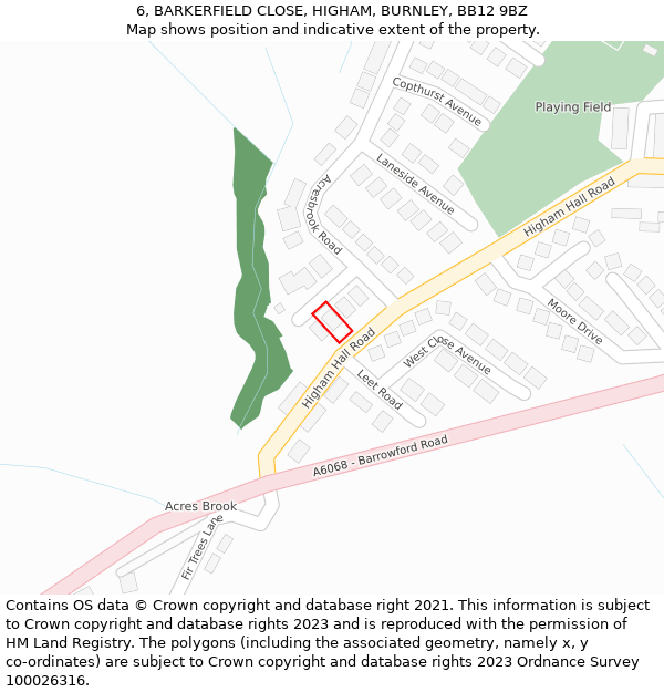 6, BARKERFIELD CLOSE, HIGHAM, BURNLEY, BB12 9BZ: Location map and indicative extent of plot