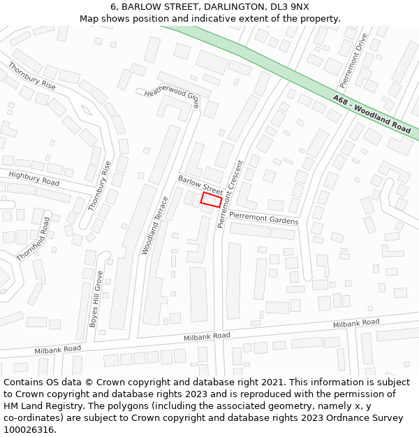 6, BARLOW STREET, DARLINGTON, DL3 9NX: Location map and indicative extent of plot
