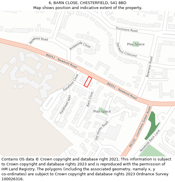 6, BARN CLOSE, CHESTERFIELD, S41 8BD: Location map and indicative extent of plot