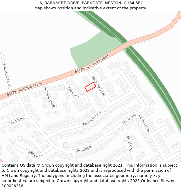 6, BARNACRE DRIVE, PARKGATE, NESTON, CH64 6RJ: Location map and indicative extent of plot