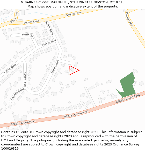 6, BARNES CLOSE, MARNHULL, STURMINSTER NEWTON, DT10 1LL: Location map and indicative extent of plot