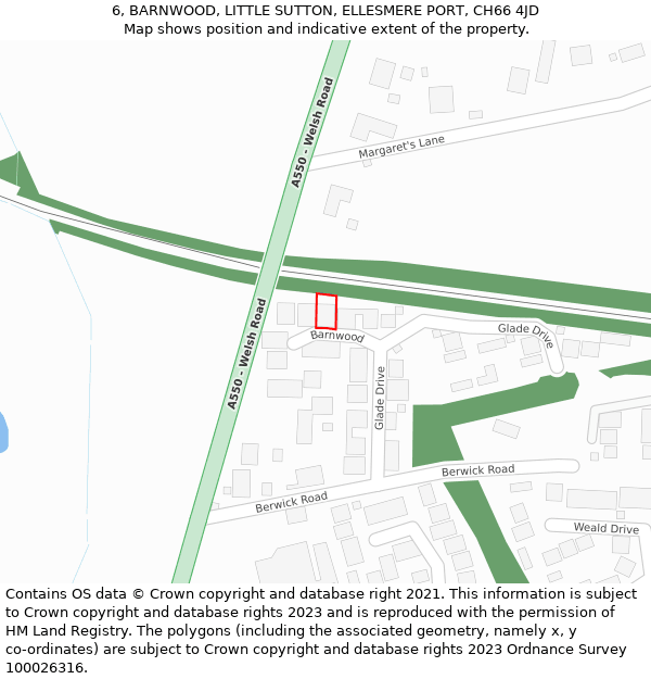 6, BARNWOOD, LITTLE SUTTON, ELLESMERE PORT, CH66 4JD: Location map and indicative extent of plot