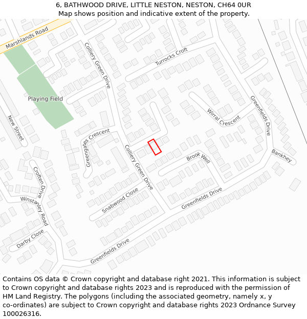 6, BATHWOOD DRIVE, LITTLE NESTON, NESTON, CH64 0UR: Location map and indicative extent of plot