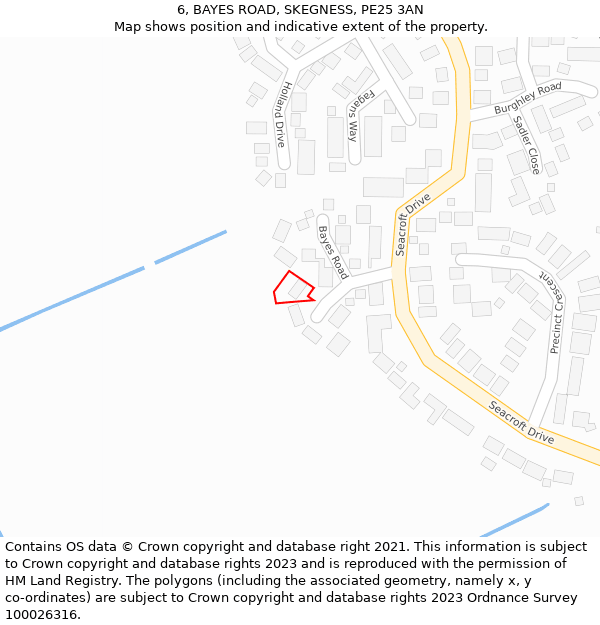 6, BAYES ROAD, SKEGNESS, PE25 3AN: Location map and indicative extent of plot