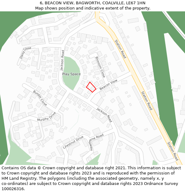 6, BEACON VIEW, BAGWORTH, COALVILLE, LE67 1HN: Location map and indicative extent of plot