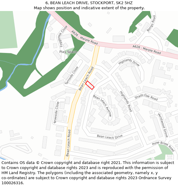6, BEAN LEACH DRIVE, STOCKPORT, SK2 5HZ: Location map and indicative extent of plot