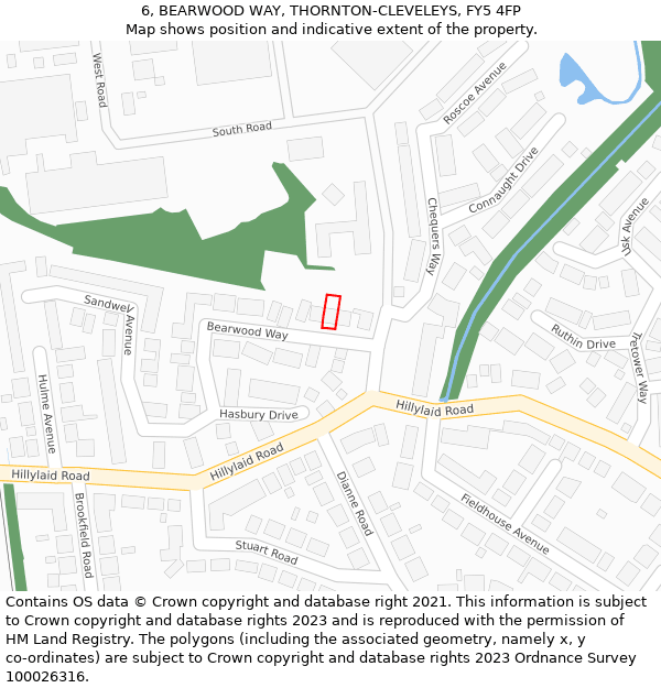 6, BEARWOOD WAY, THORNTON-CLEVELEYS, FY5 4FP: Location map and indicative extent of plot