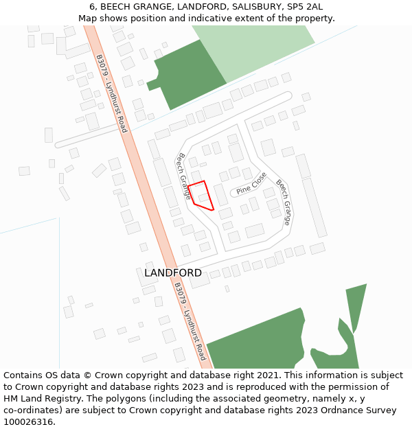 6, BEECH GRANGE, LANDFORD, SALISBURY, SP5 2AL: Location map and indicative extent of plot
