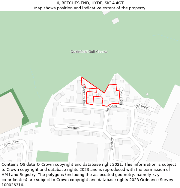 6, BEECHES END, HYDE, SK14 4GT: Location map and indicative extent of plot