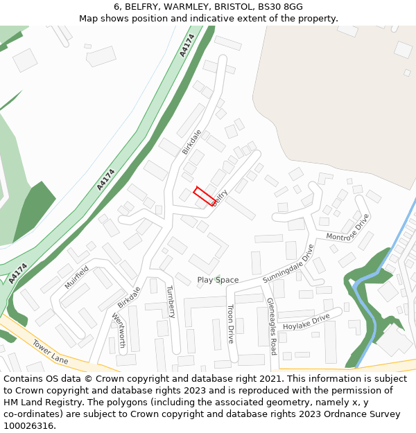 6, BELFRY, WARMLEY, BRISTOL, BS30 8GG: Location map and indicative extent of plot