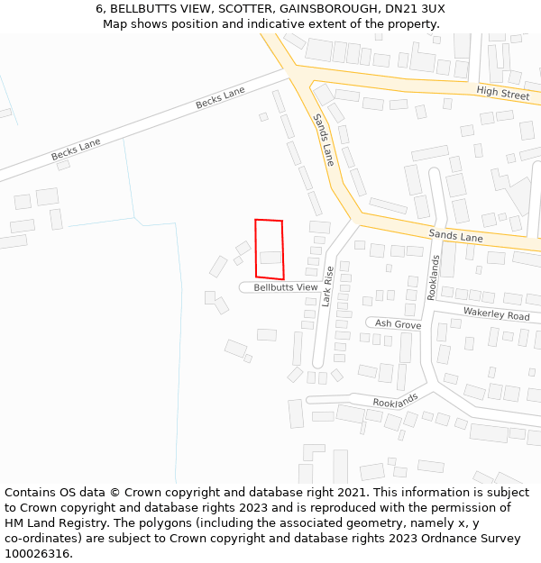 6, BELLBUTTS VIEW, SCOTTER, GAINSBOROUGH, DN21 3UX: Location map and indicative extent of plot