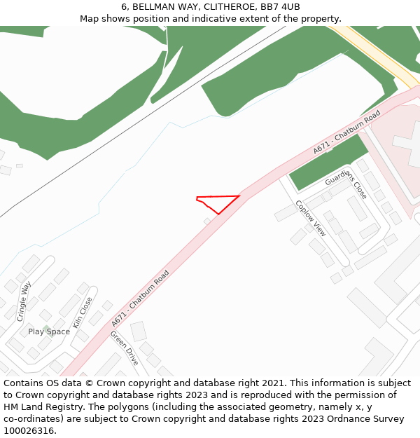 6, BELLMAN WAY, CLITHEROE, BB7 4UB: Location map and indicative extent of plot