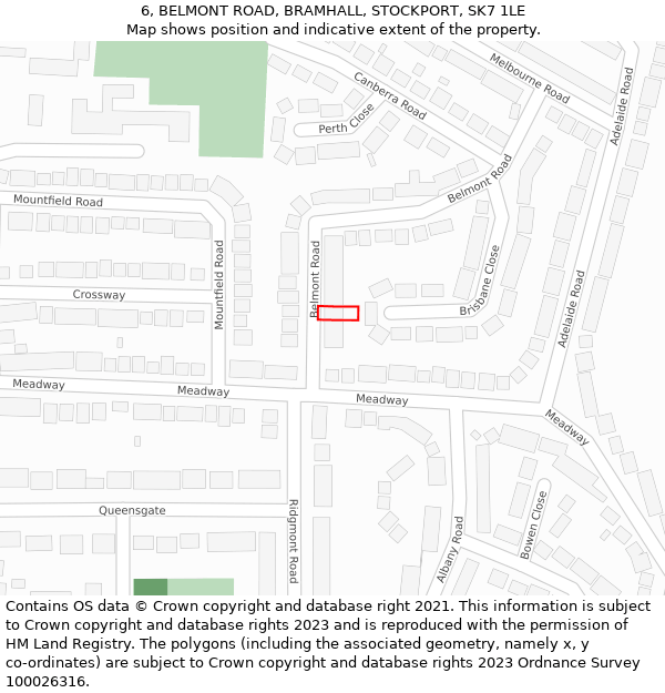 6, BELMONT ROAD, BRAMHALL, STOCKPORT, SK7 1LE: Location map and indicative extent of plot