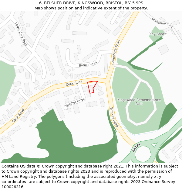 6, BELSHER DRIVE, KINGSWOOD, BRISTOL, BS15 9PS: Location map and indicative extent of plot