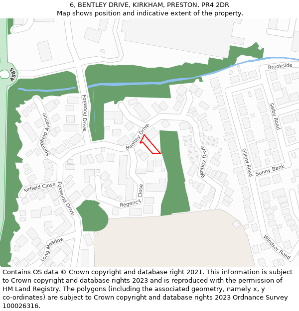 6, BENTLEY DRIVE, KIRKHAM, PRESTON, PR4 2DR: Location map and indicative extent of plot