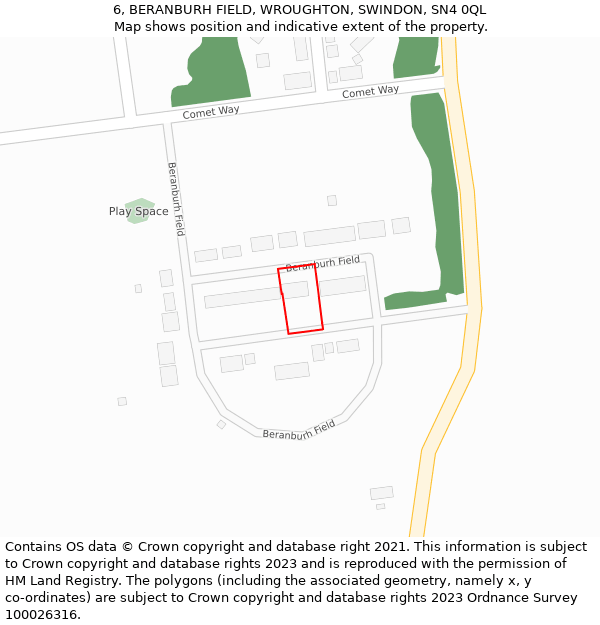 6, BERANBURH FIELD, WROUGHTON, SWINDON, SN4 0QL: Location map and indicative extent of plot