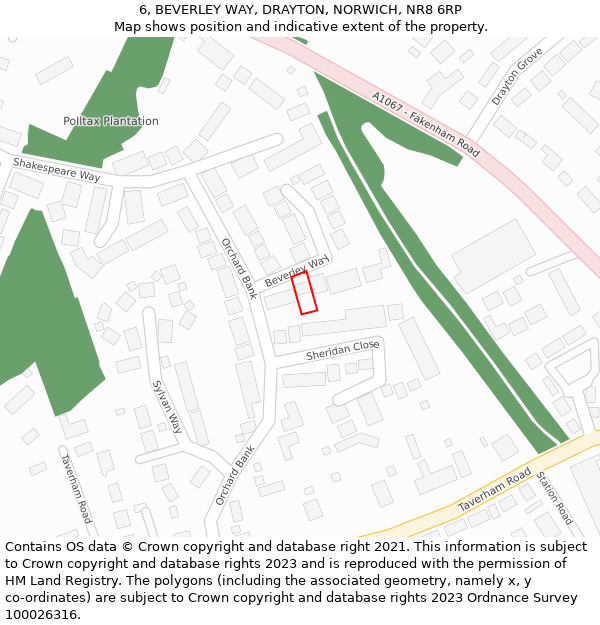 6, BEVERLEY WAY, DRAYTON, NORWICH, NR8 6RP: Location map and indicative extent of plot