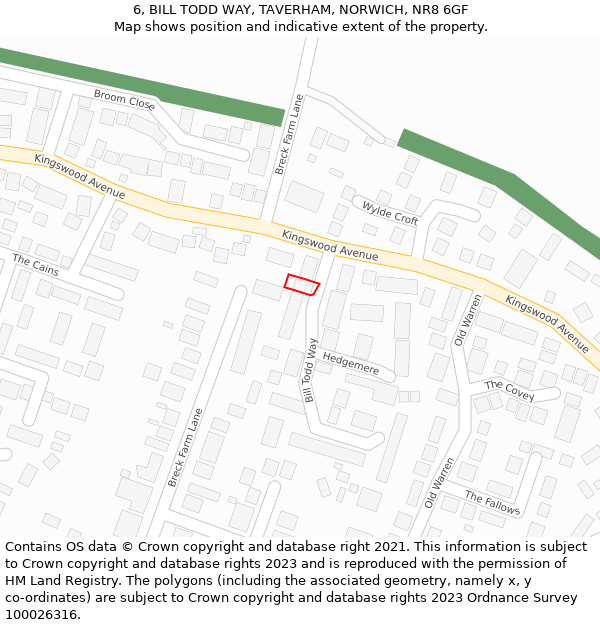 6, BILL TODD WAY, TAVERHAM, NORWICH, NR8 6GF: Location map and indicative extent of plot