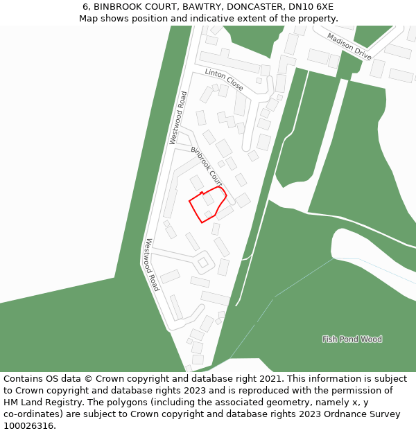 6, BINBROOK COURT, BAWTRY, DONCASTER, DN10 6XE: Location map and indicative extent of plot