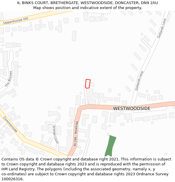 6, BINKS COURT, BRETHERGATE, WESTWOODSIDE, DONCASTER, DN9 2AU: Location map and indicative extent of plot