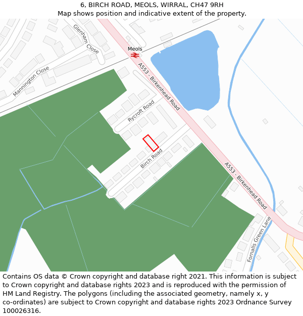 6, BIRCH ROAD, MEOLS, WIRRAL, CH47 9RH: Location map and indicative extent of plot