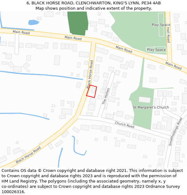 6, BLACK HORSE ROAD, CLENCHWARTON, KING'S LYNN, PE34 4AB: Location map and indicative extent of plot