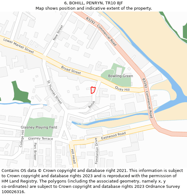 6, BOHILL, PENRYN, TR10 8JF: Location map and indicative extent of plot