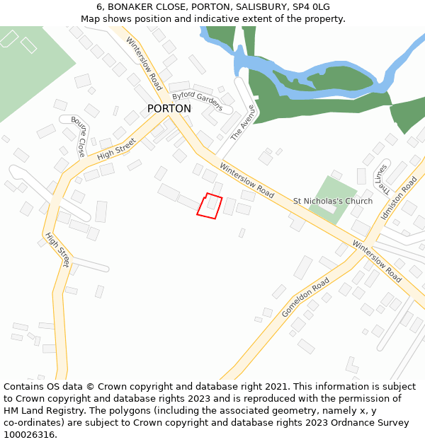 6, BONAKER CLOSE, PORTON, SALISBURY, SP4 0LG: Location map and indicative extent of plot