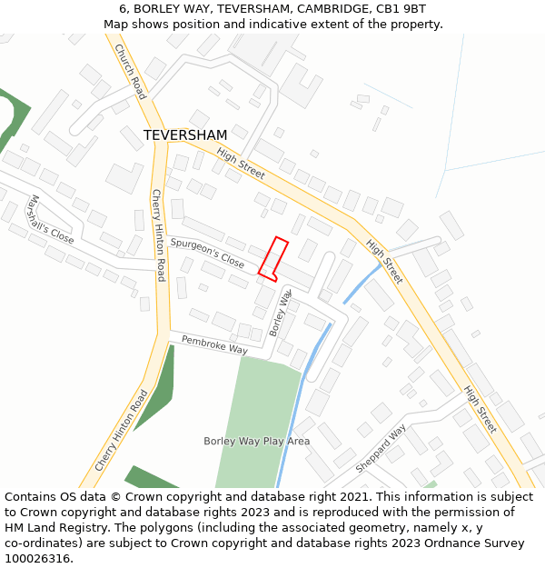 6, BORLEY WAY, TEVERSHAM, CAMBRIDGE, CB1 9BT: Location map and indicative extent of plot