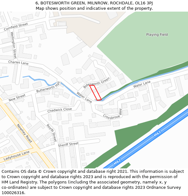 6, BOTESWORTH GREEN, MILNROW, ROCHDALE, OL16 3PJ: Location map and indicative extent of plot