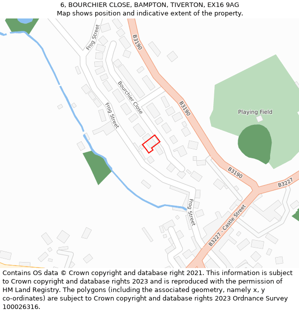 6, BOURCHIER CLOSE, BAMPTON, TIVERTON, EX16 9AG: Location map and indicative extent of plot