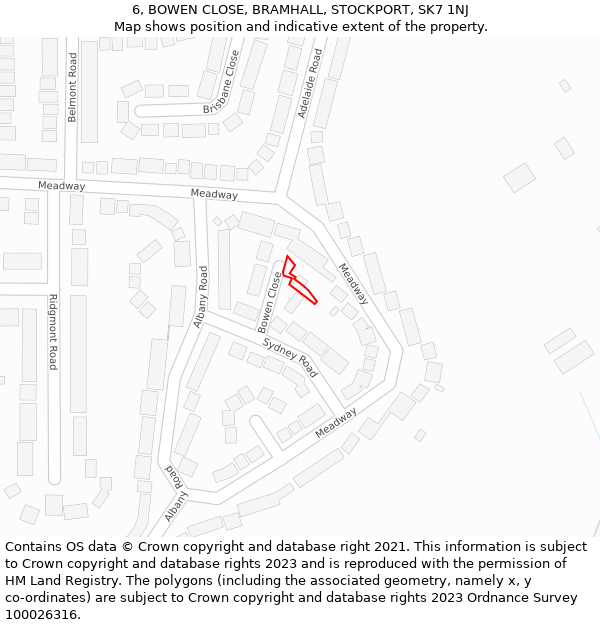 6, BOWEN CLOSE, BRAMHALL, STOCKPORT, SK7 1NJ: Location map and indicative extent of plot