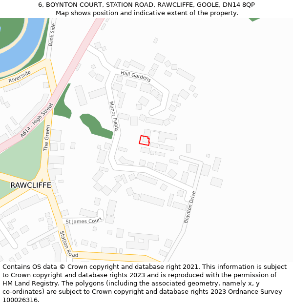 6, BOYNTON COURT, STATION ROAD, RAWCLIFFE, GOOLE, DN14 8QP: Location map and indicative extent of plot