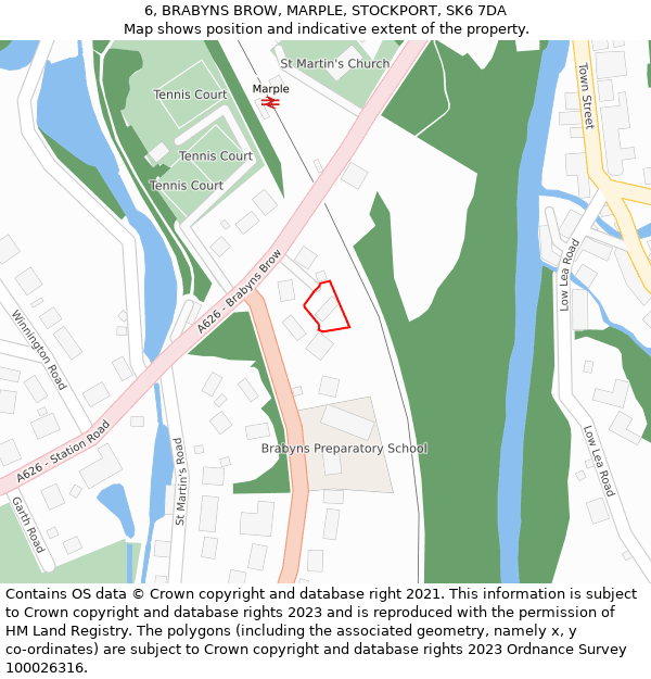 6, BRABYNS BROW, MARPLE, STOCKPORT, SK6 7DA: Location map and indicative extent of plot