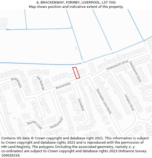 6, BRACKENWAY, FORMBY, LIVERPOOL, L37 7HG: Location map and indicative extent of plot