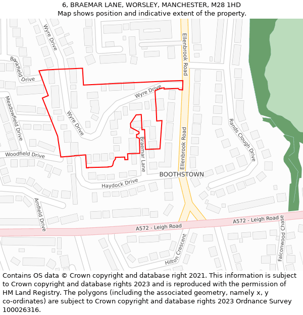 6, BRAEMAR LANE, WORSLEY, MANCHESTER, M28 1HD: Location map and indicative extent of plot