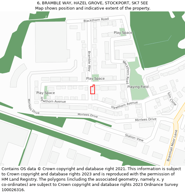 6, BRAMBLE WAY, HAZEL GROVE, STOCKPORT, SK7 5EE: Location map and indicative extent of plot