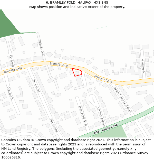 6, BRAMLEY FOLD, HALIFAX, HX3 8NS: Location map and indicative extent of plot