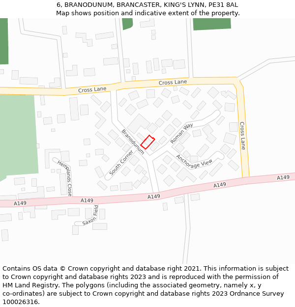 6, BRANODUNUM, BRANCASTER, KING'S LYNN, PE31 8AL: Location map and indicative extent of plot