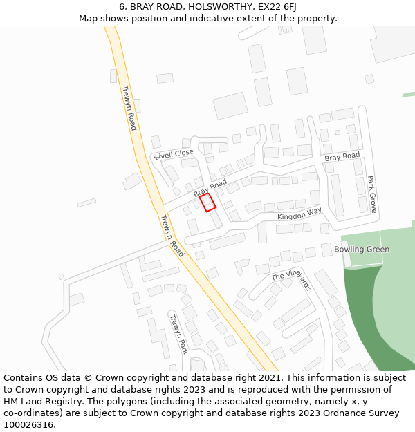 6, BRAY ROAD, HOLSWORTHY, EX22 6FJ: Location map and indicative extent of plot