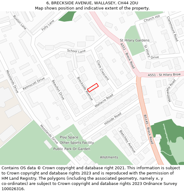 6, BRECKSIDE AVENUE, WALLASEY, CH44 2DU: Location map and indicative extent of plot