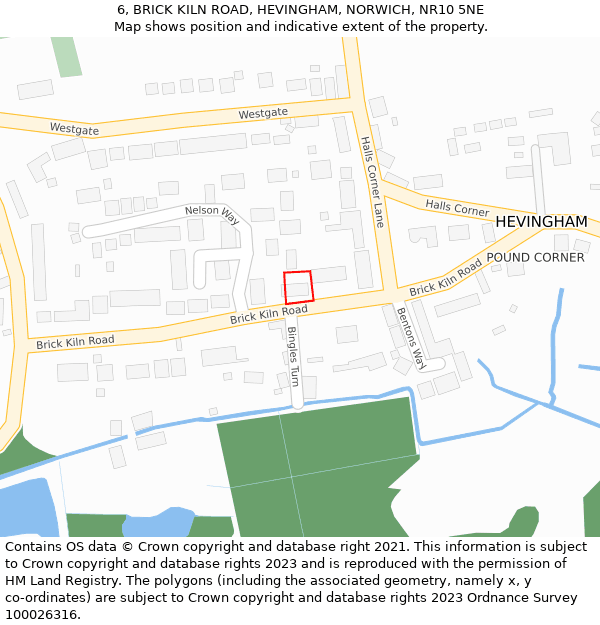 6, BRICK KILN ROAD, HEVINGHAM, NORWICH, NR10 5NE: Location map and indicative extent of plot