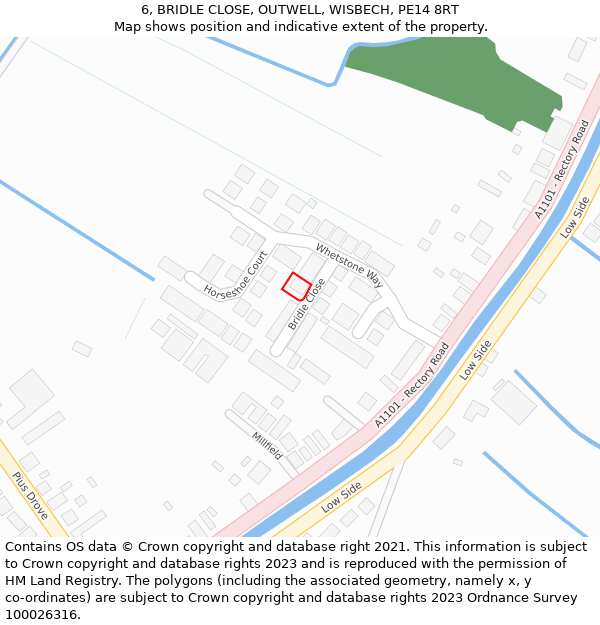 6, BRIDLE CLOSE, OUTWELL, WISBECH, PE14 8RT: Location map and indicative extent of plot