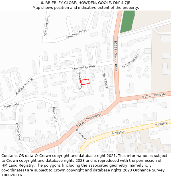 6, BRIERLEY CLOSE, HOWDEN, GOOLE, DN14 7JB: Location map and indicative extent of plot