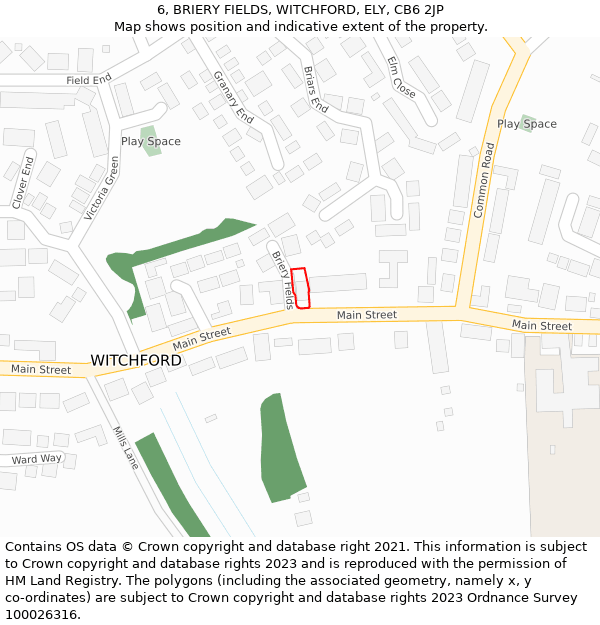 6, BRIERY FIELDS, WITCHFORD, ELY, CB6 2JP: Location map and indicative extent of plot